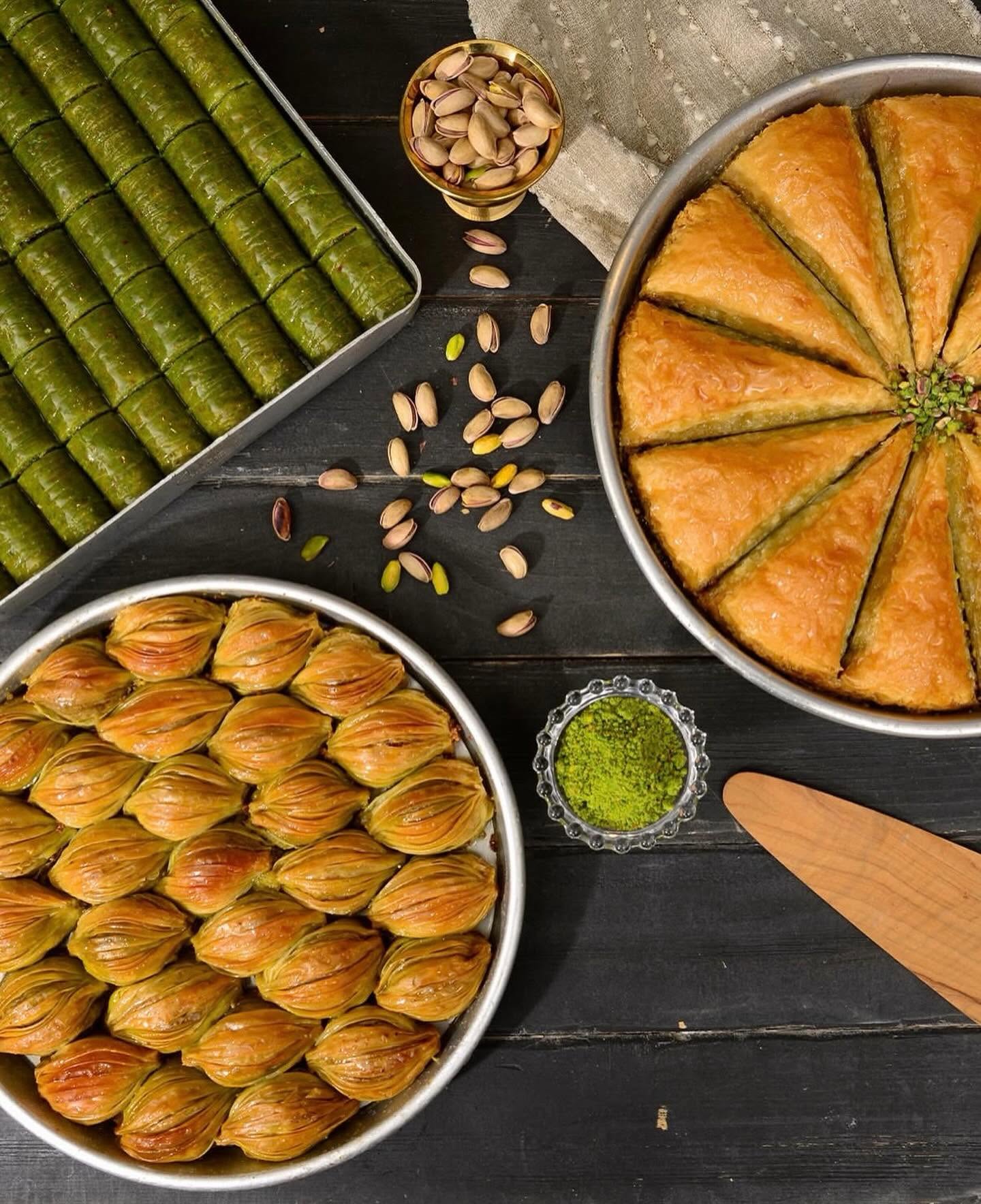 Frisch aufgeschnittene Baklava-Variationen